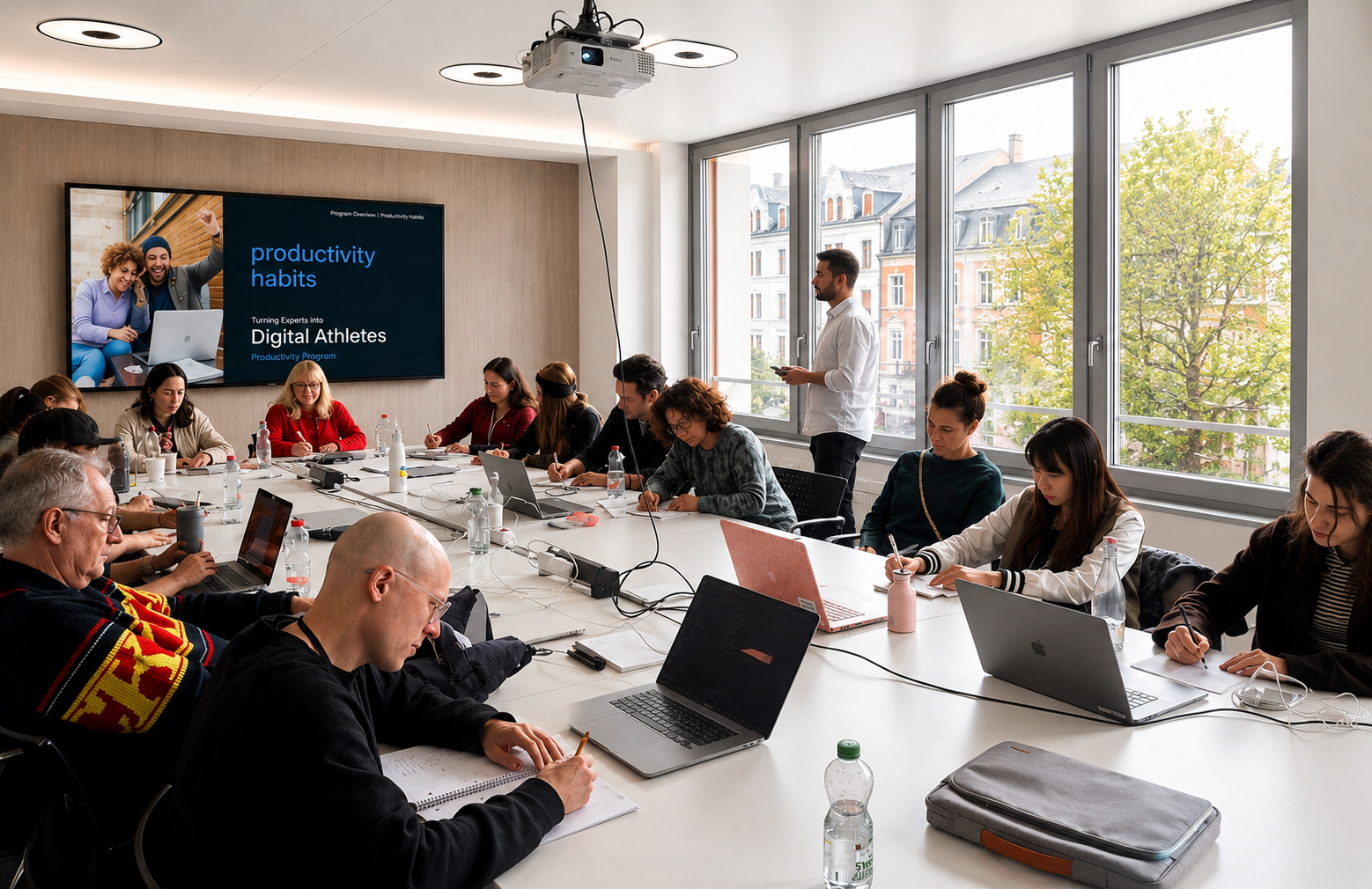 Ein Productivity-Habits-Training, Teilnehmende arbeiten an ihren Laptops